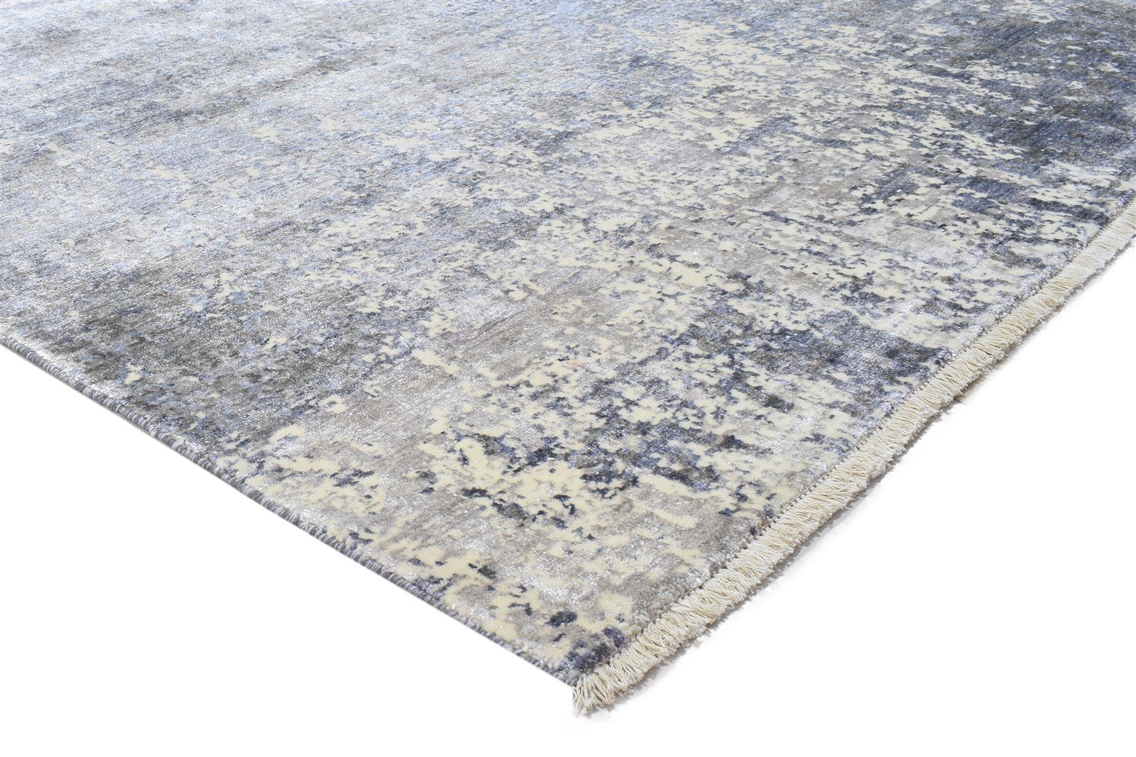 Silk Dark Grey Rug 8' X 10' Modern Hand Knotted Indian Abstract Large Carpet 