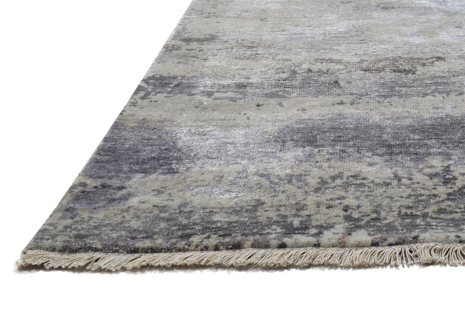 8' X 10' Rug Silk Grey Modern Hand Knotted Indian Abstract Large Carpet 