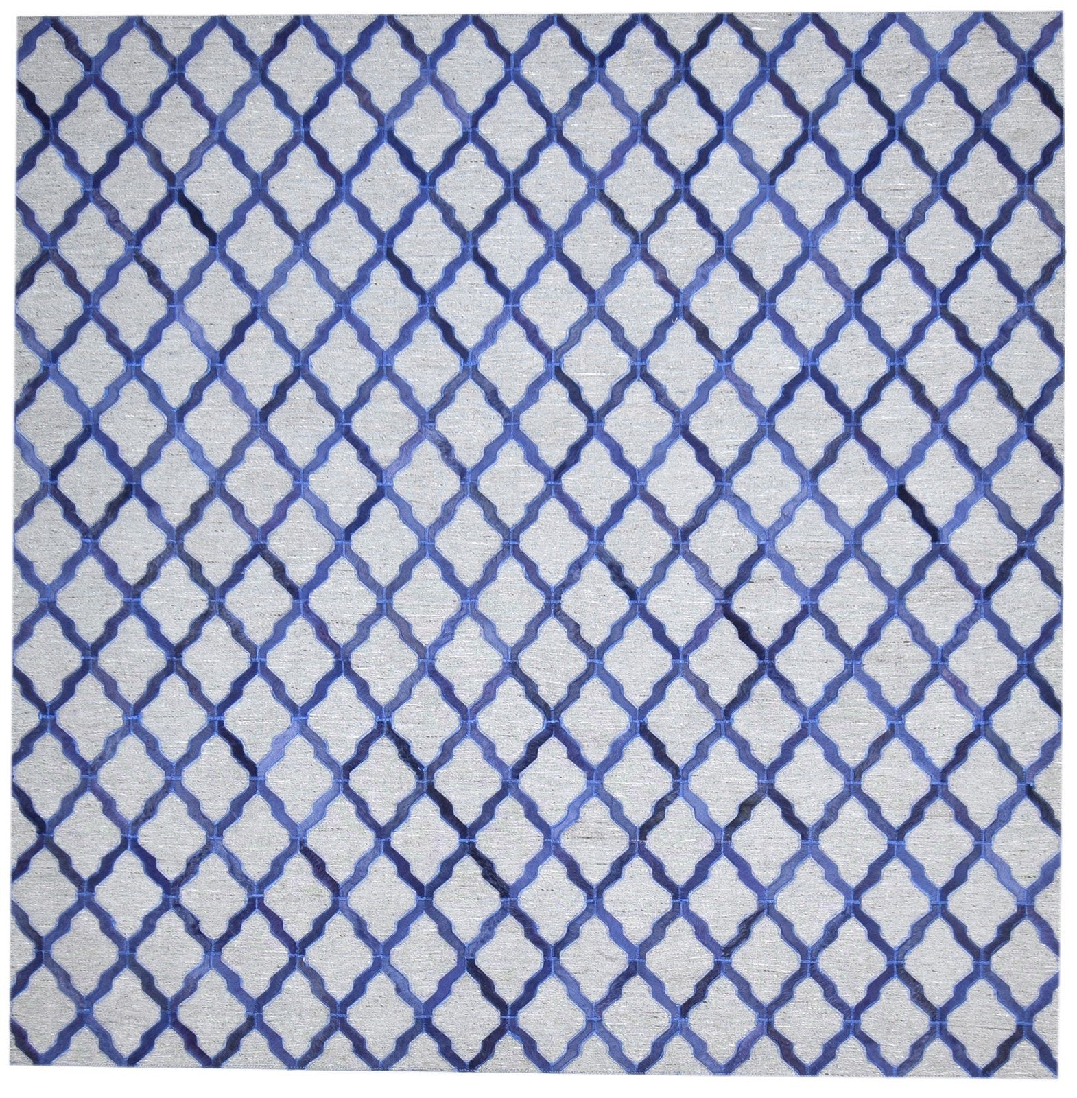 5X6 Rug Leather / Cotton Blue Modern Hand Woven Moroccan Trellis Room Size   7864367153301