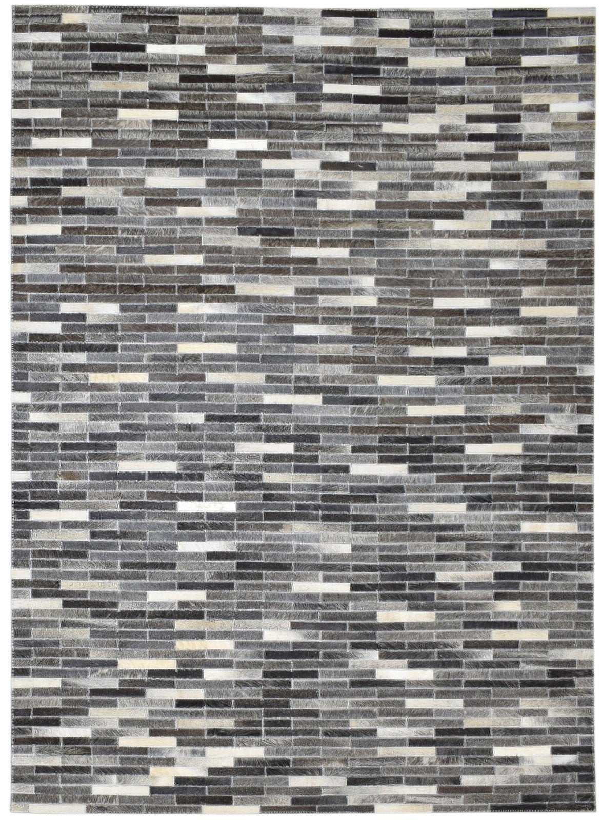 5X7 Rug Leather Charcoal Modern Hand Woven Scandinavian Striped Room Size Carpet   7860683538581