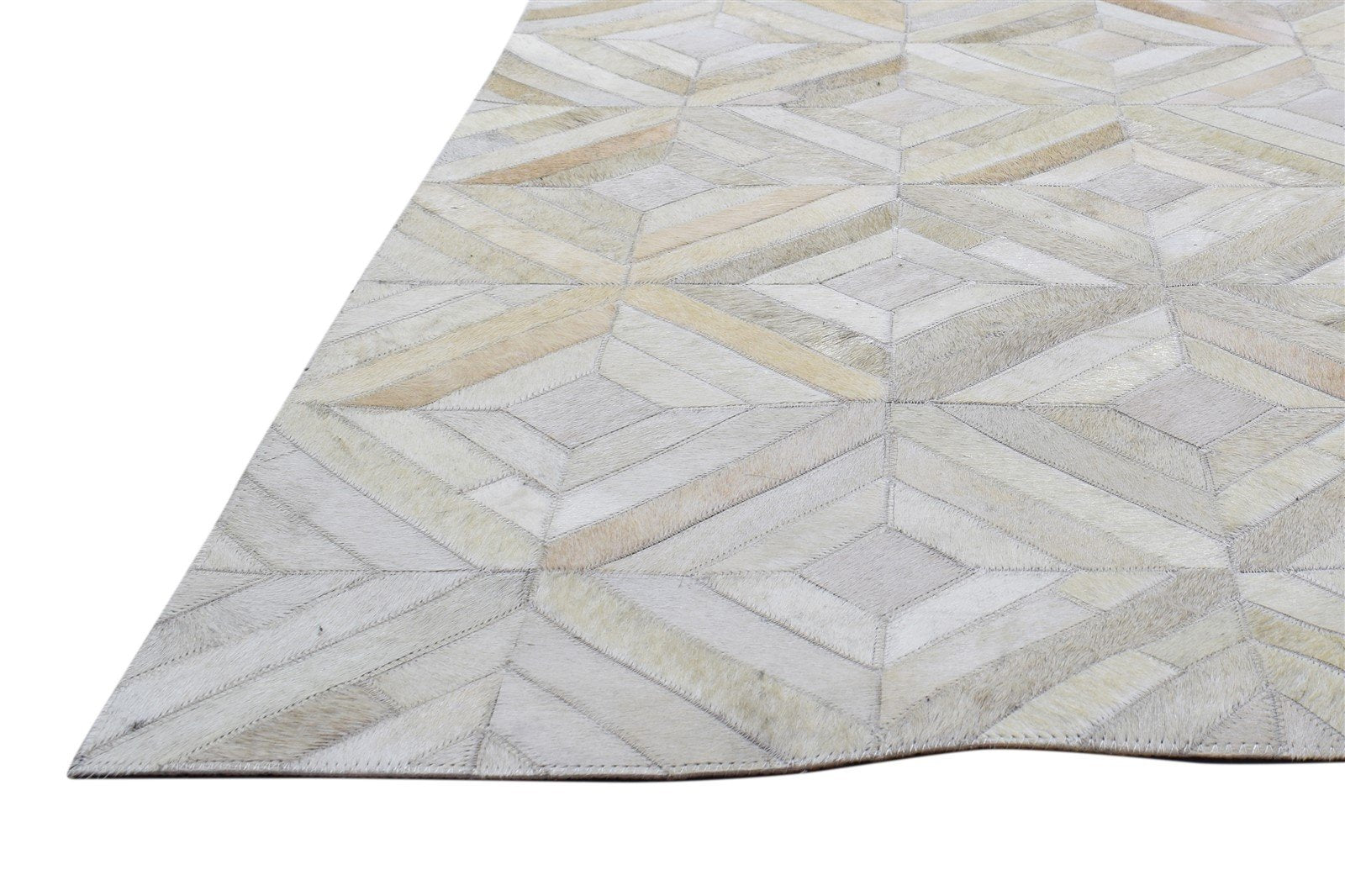 5X7 Rug Leather Sand Modern Hand Woven Scandinavian Geometric Room Size Carpet   7864252530837