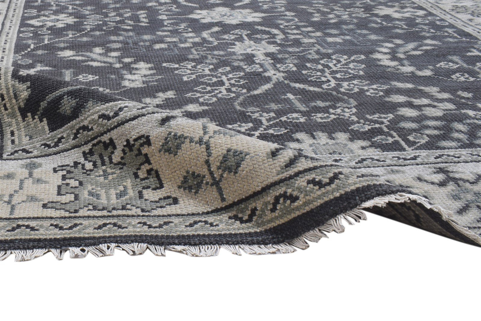 5X7 Rug Wool Charcoal Persian Hand Knotted Sarouk-Indian Oriental Room Size   7864104124565