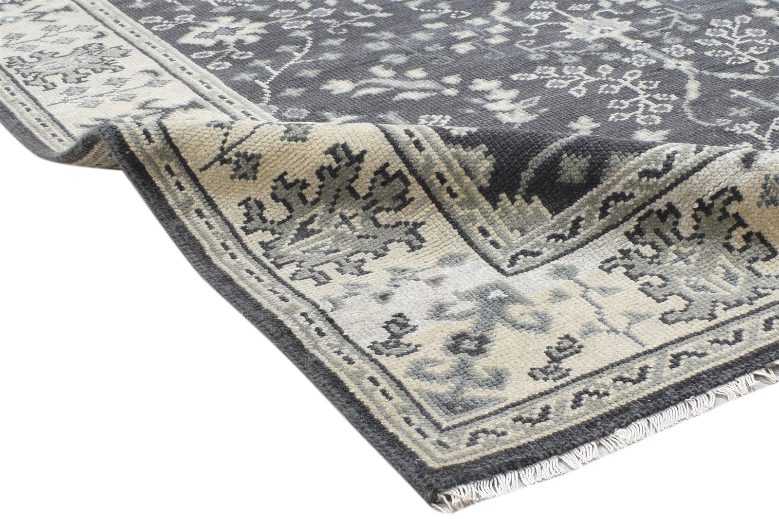 5X7 Rug Wool Charcoal Persian Hand Knotted Sarouk-Indian Oriental Room Size   7864104124565