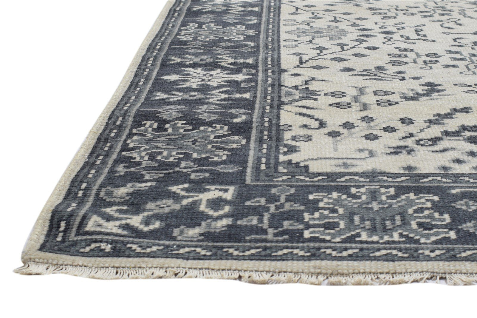 5X7 Rug Wool Ivory Persian Hand Knotted Sarouk-Indian Oriental Room Size Carpet   7864083284117