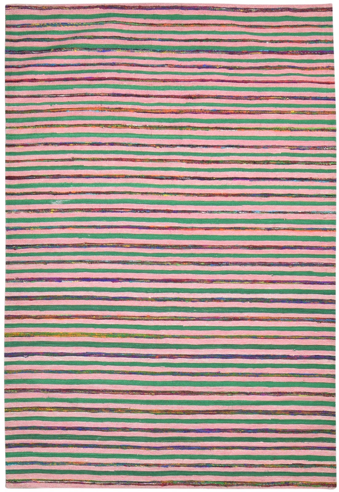 5X7 Rug Wool / Silk Pink Modern Jacquard Loom Bohemian Striped Room Size Carpet   7864178147477