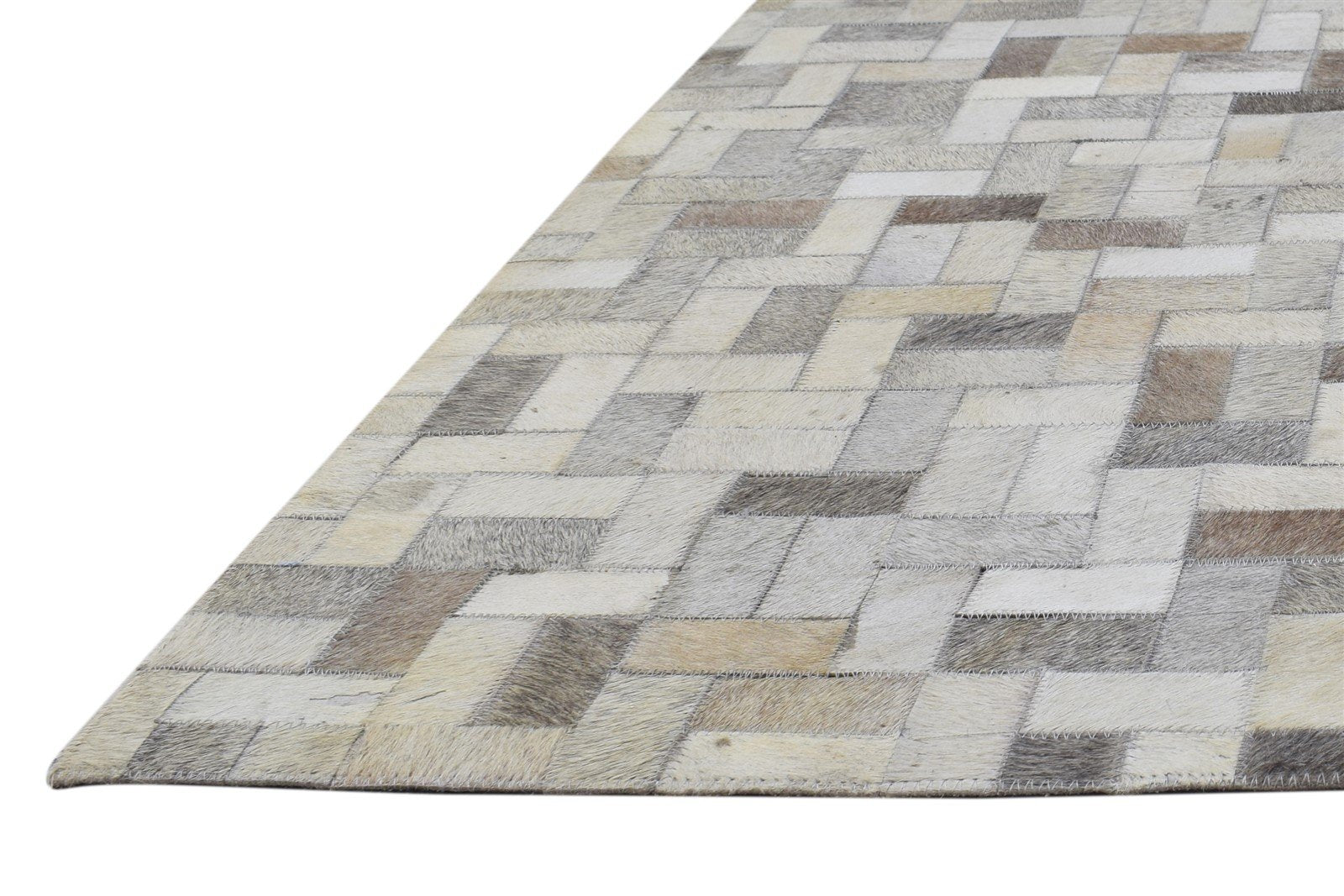 5X8 Rug Leather Beige Modern Hand Woven Scandinavian Geometric Room Size Carpet   7864433115285