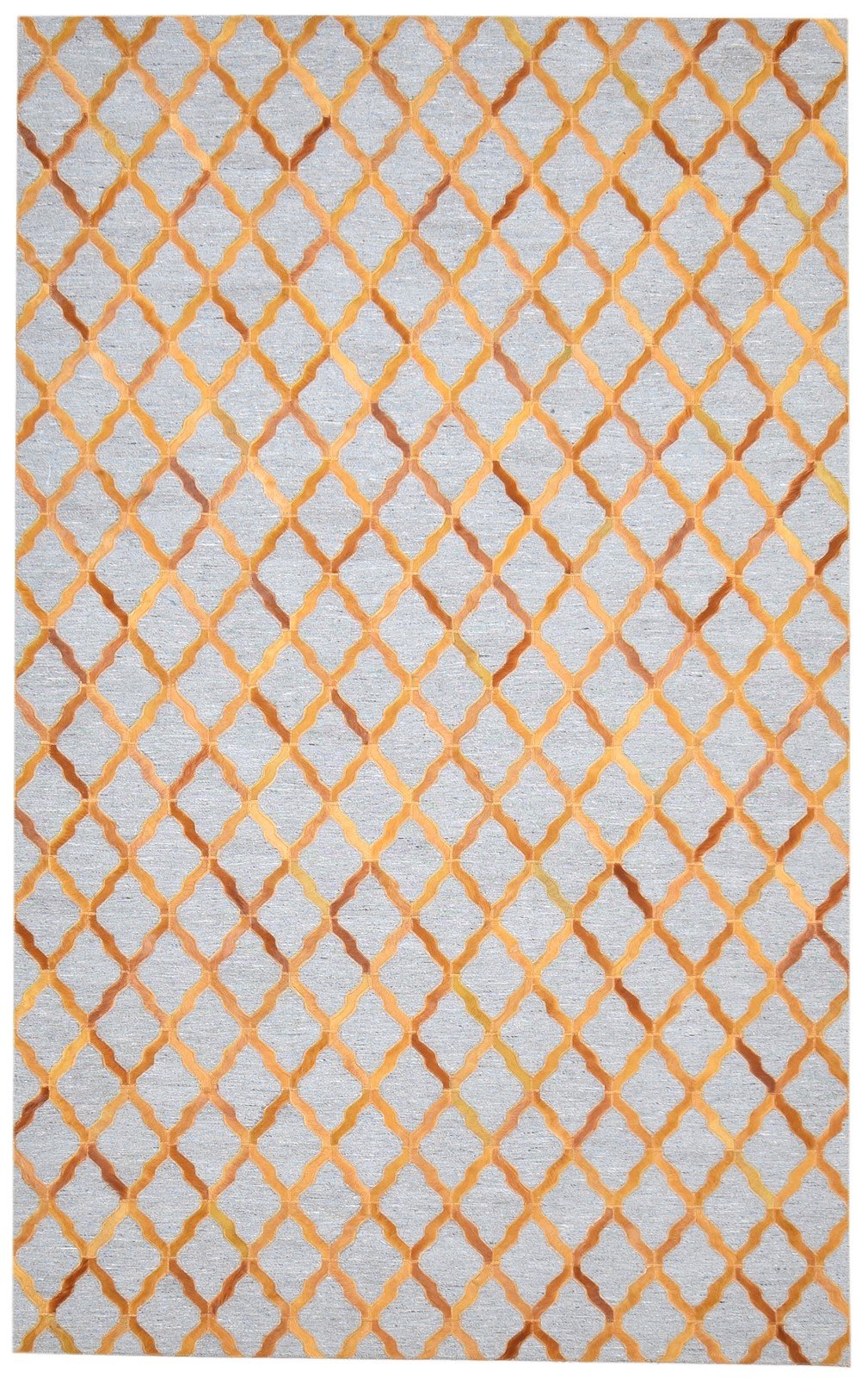 5X8 Rug Leather / Cotton Gold Modern Hand Woven Moroccan Trellis Room Size   7864437866645