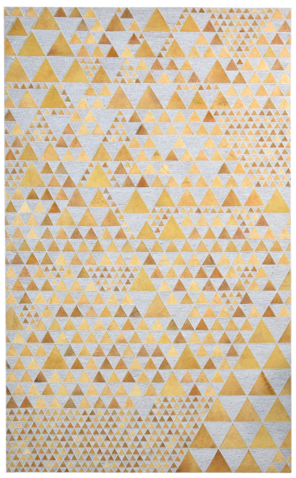 5X8 Rug Leather / Cotton Gold Modern Hand Woven Scandinavian Triangles Room Size   7864948490389