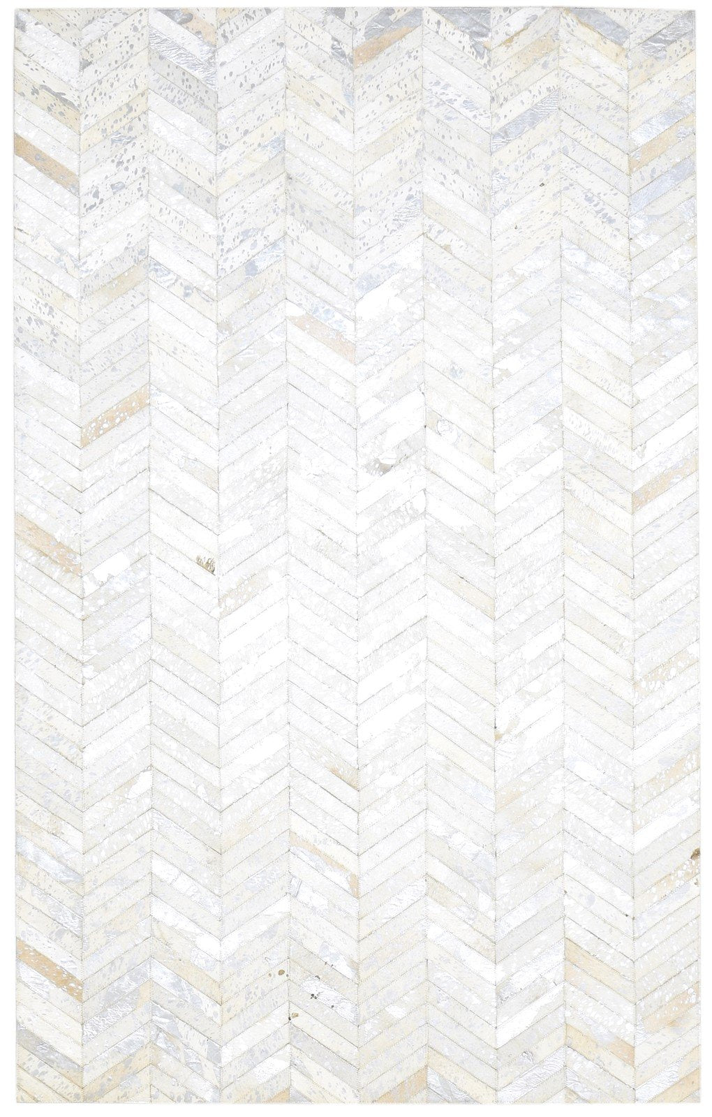 5X8 Rug Leather Off-White Modern Hand Woven Scandinavian Chevron Room Size   7864431542421