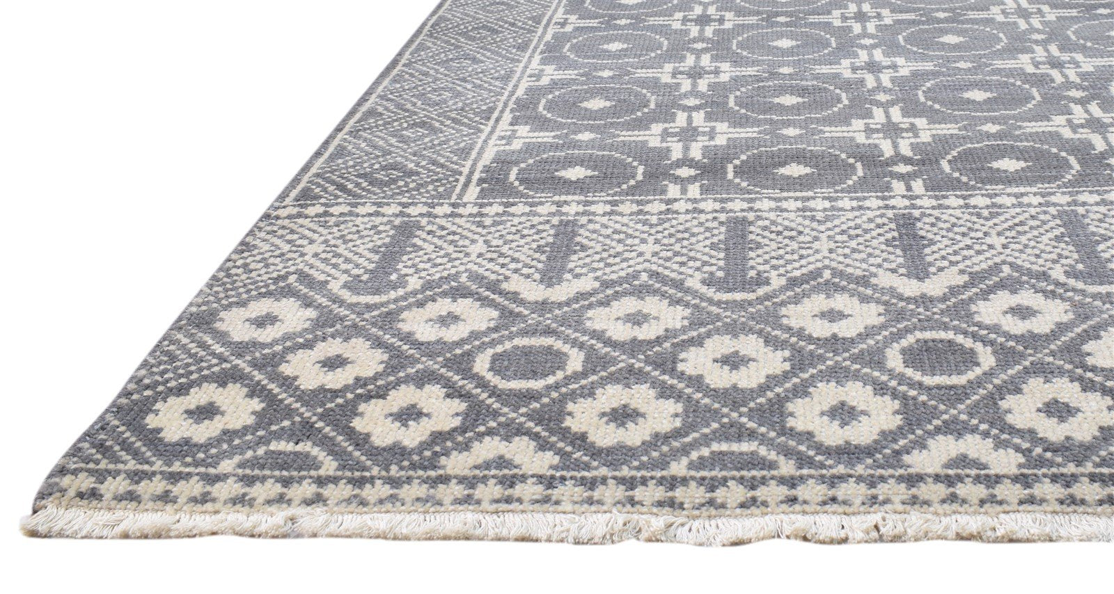 5X8 Rug Wool Charcoal Modern Hand Knotted Scandinavian Circles Room Size Carpet   7860677574805