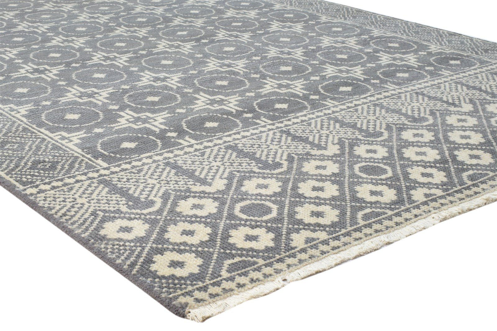 5X8 Rug Wool Charcoal Modern Hand Knotted Scandinavian Circles Room Size Carpet   7860677574805
