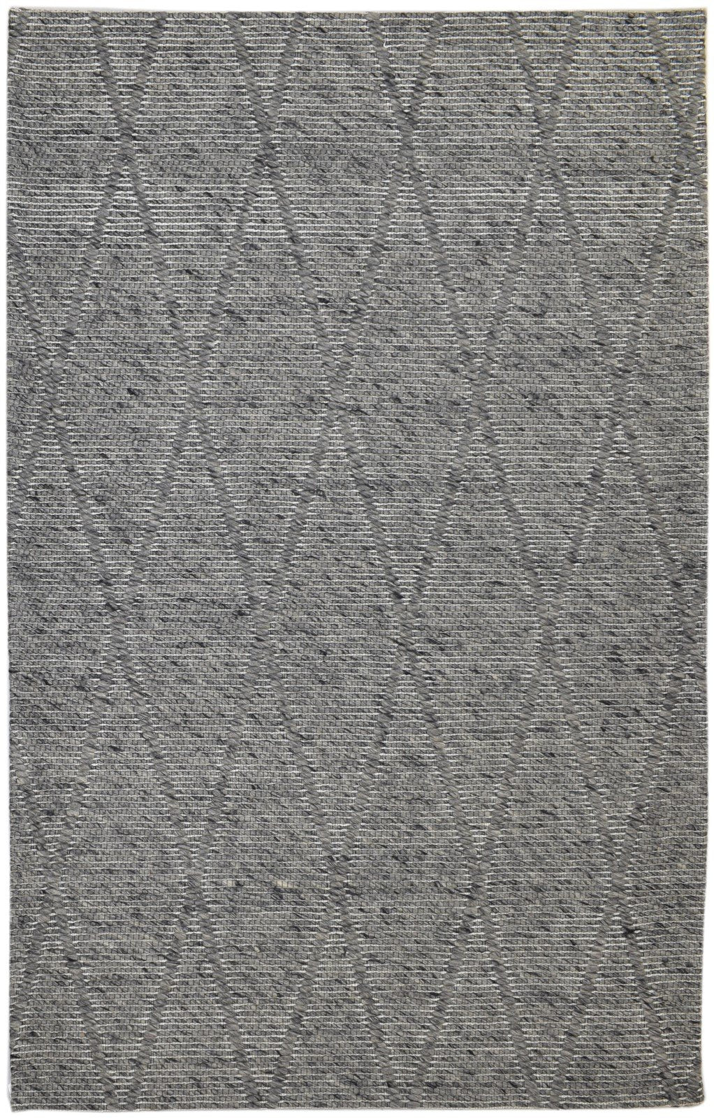 5X8 Rug Wool Charcoal Modern Hand Woven Scandinavian Diamond Room Size Carpet   7860679704725