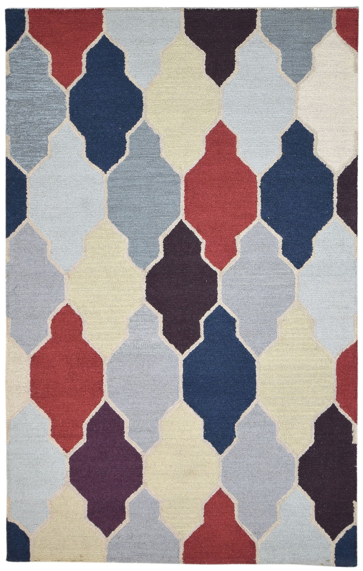 5X8 Rug Wool Colorful Modern Hand Tufted Scandinavian Diamond Room Size Carpet   7864095670421