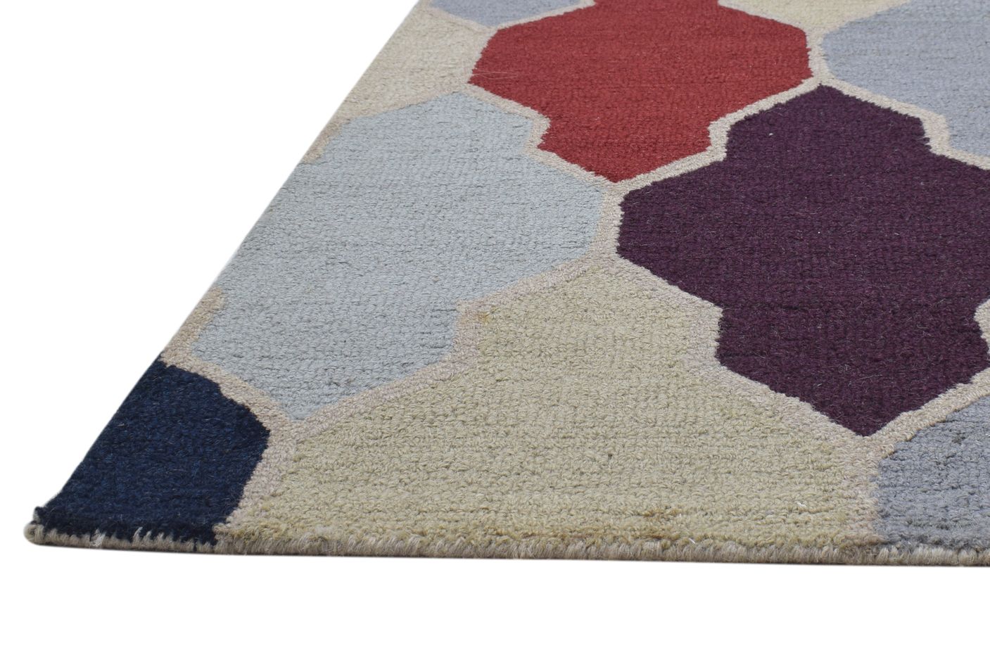 5X8 Rug Wool Colorful Modern Hand Tufted Scandinavian Diamond Room Size Carpet   7864095670421