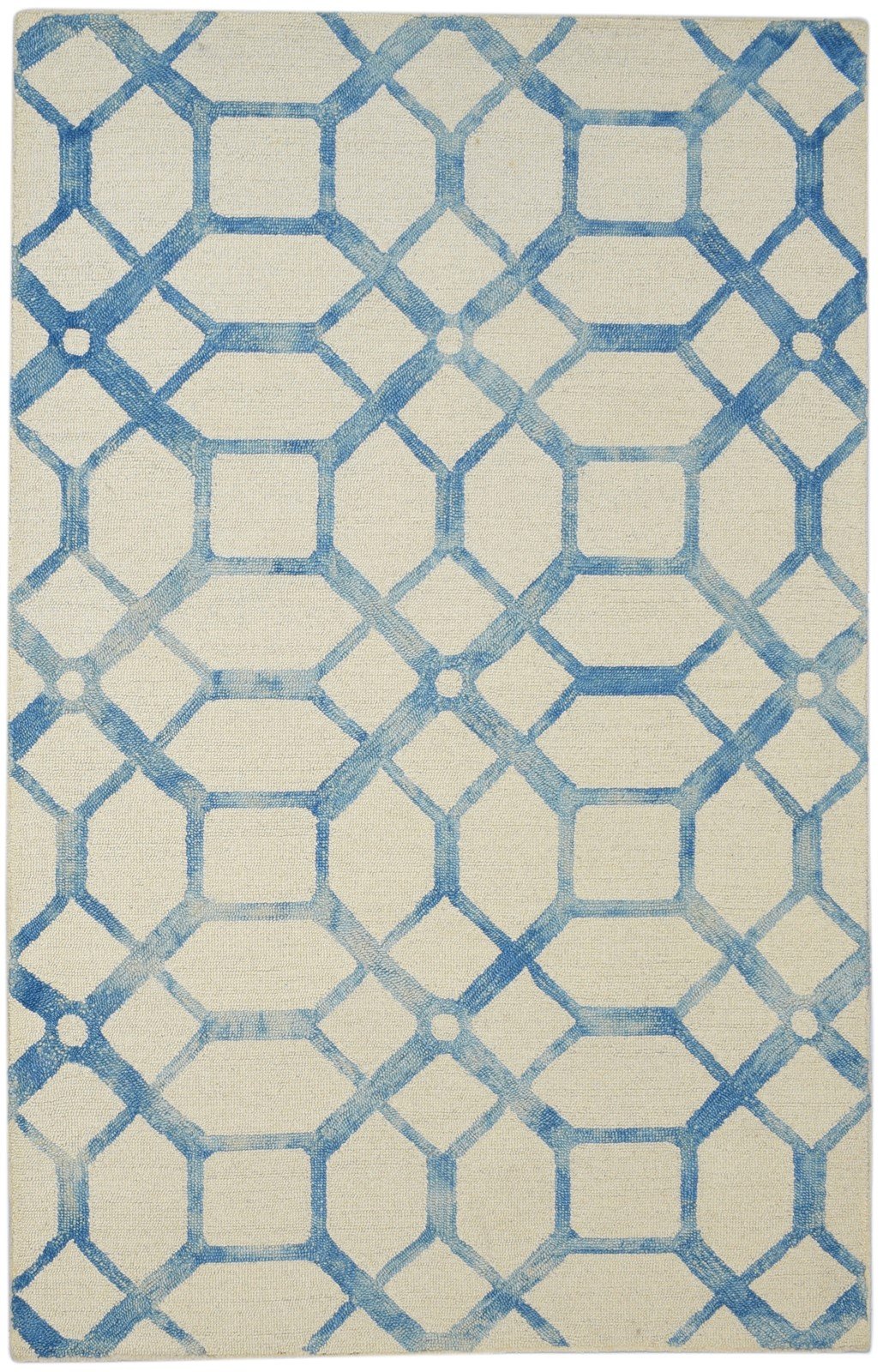 5X8 Rug Wool Ivory Modern Hand Tufted Scandinavian Geometric Room Size Carpet   7860686749845