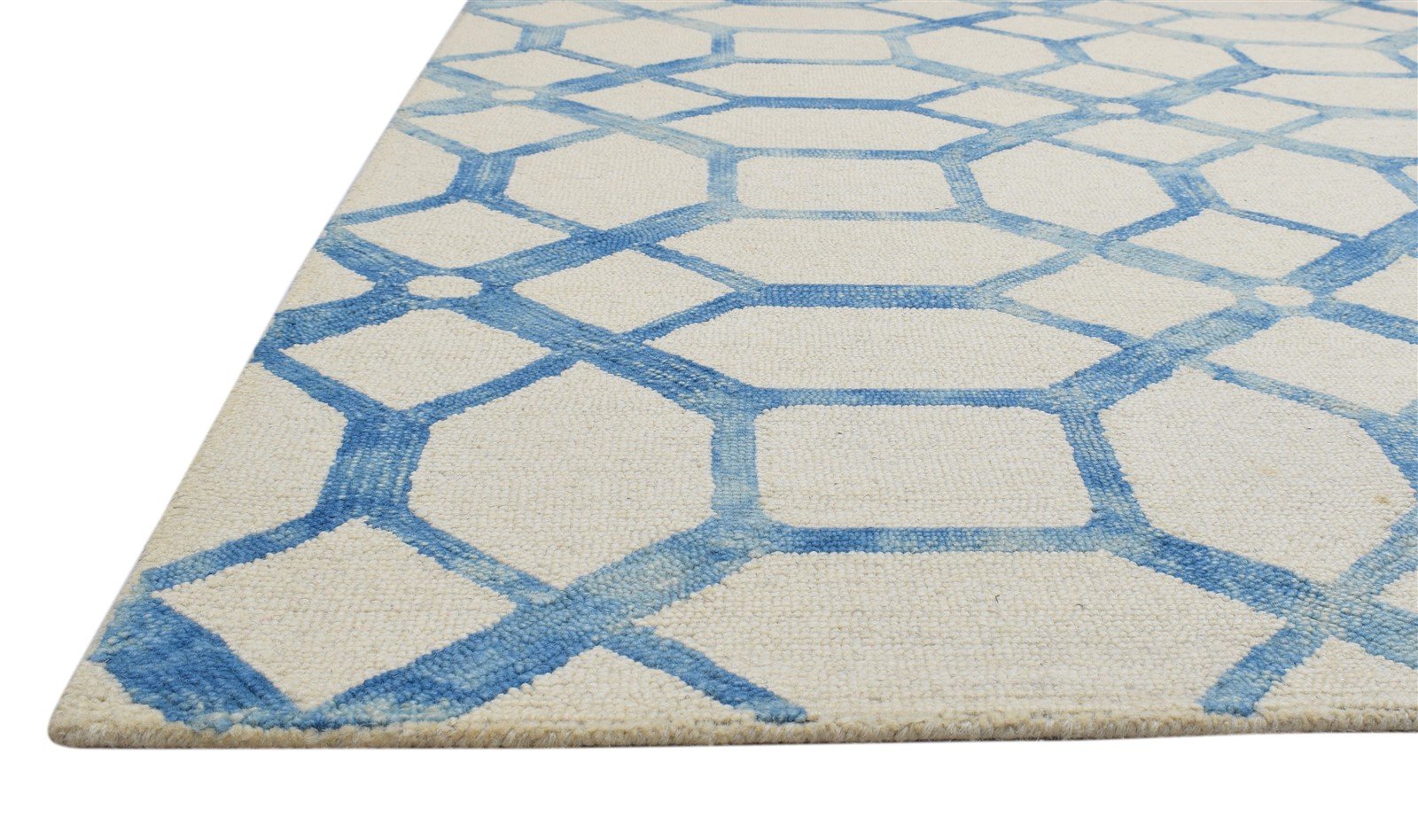 5X8 Rug Wool Ivory Modern Hand Tufted Scandinavian Geometric Room Size Carpet   7860686749845