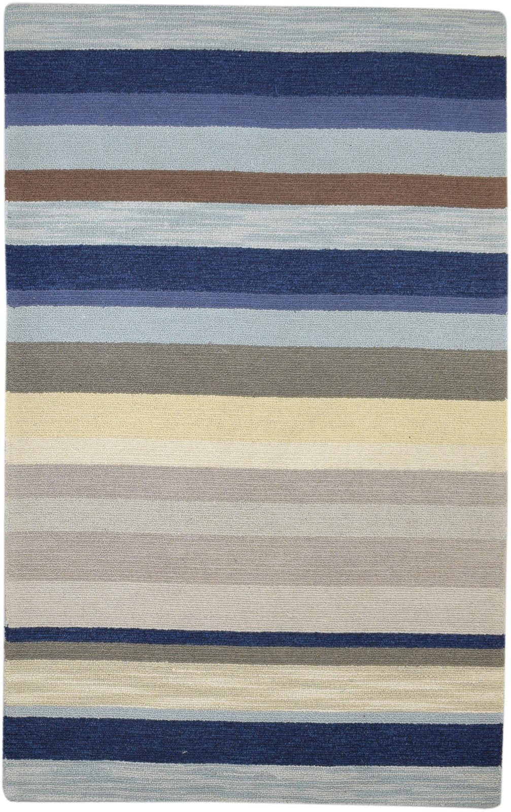 5X8 Rug Wool Multi Color Modern Hand Tufted Scandinavian Striped Room Size   7860705198229