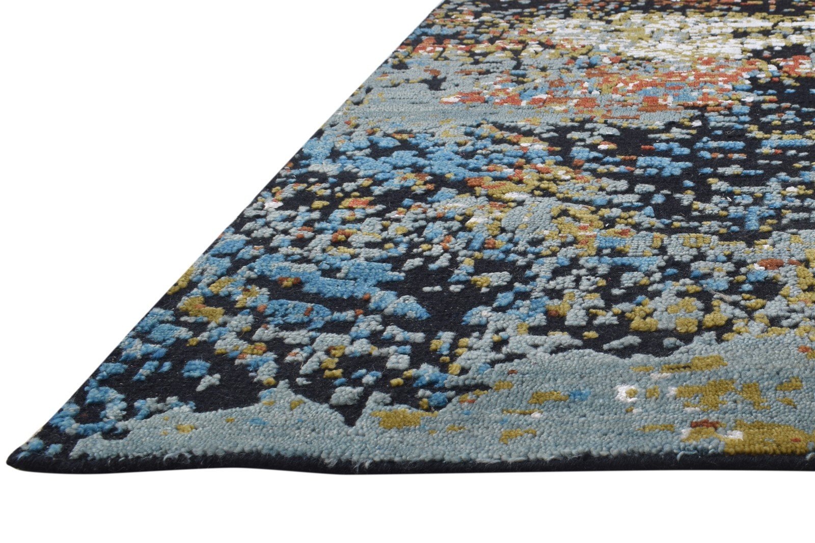 5X8 Rug Wool / Silk Black Modern Hand Knotted Indian Abstract Room Size Carpet   7864419418261