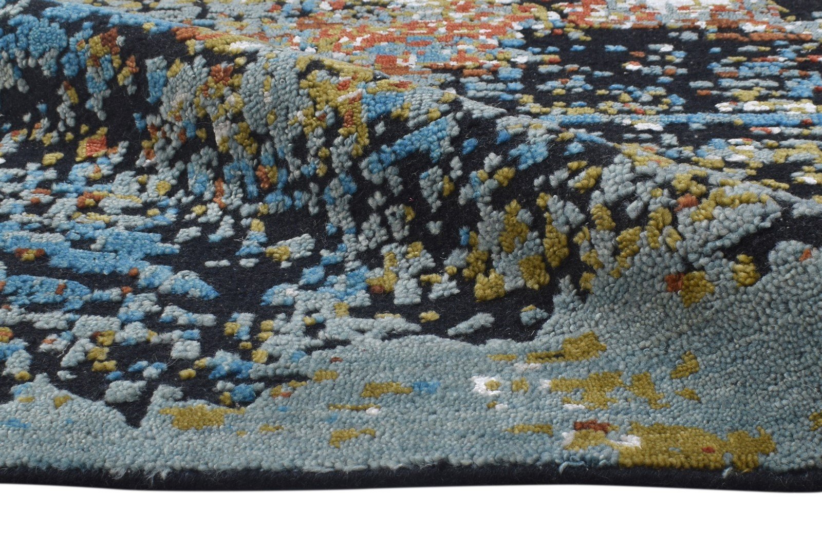 5X8 Rug Wool / Silk Black Modern Hand Knotted Indian Abstract Room Size Carpet   7864419418261