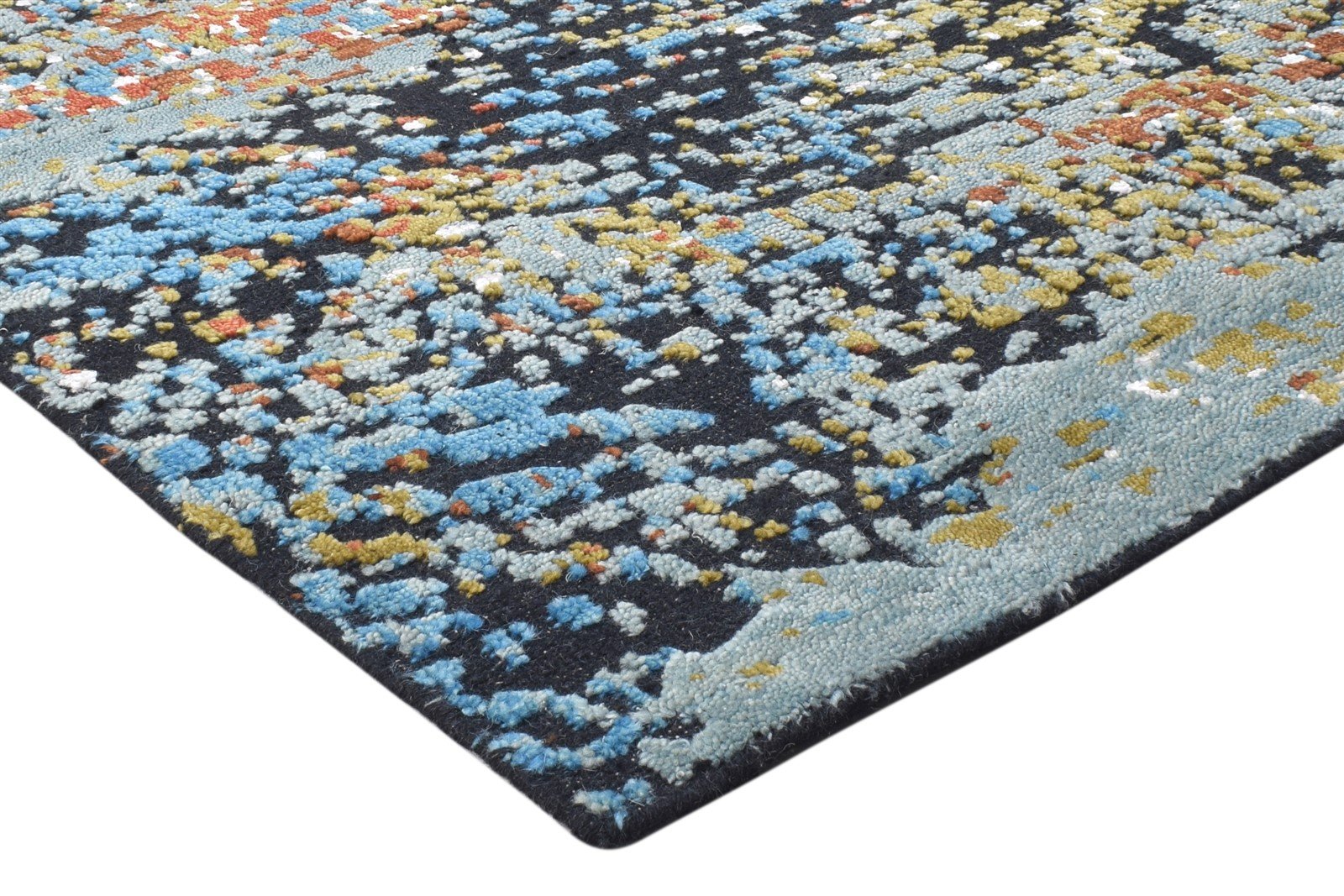 5X8 Rug Wool / Silk Black Modern Hand Knotted Indian Abstract Room Size Carpet   7864419418261
