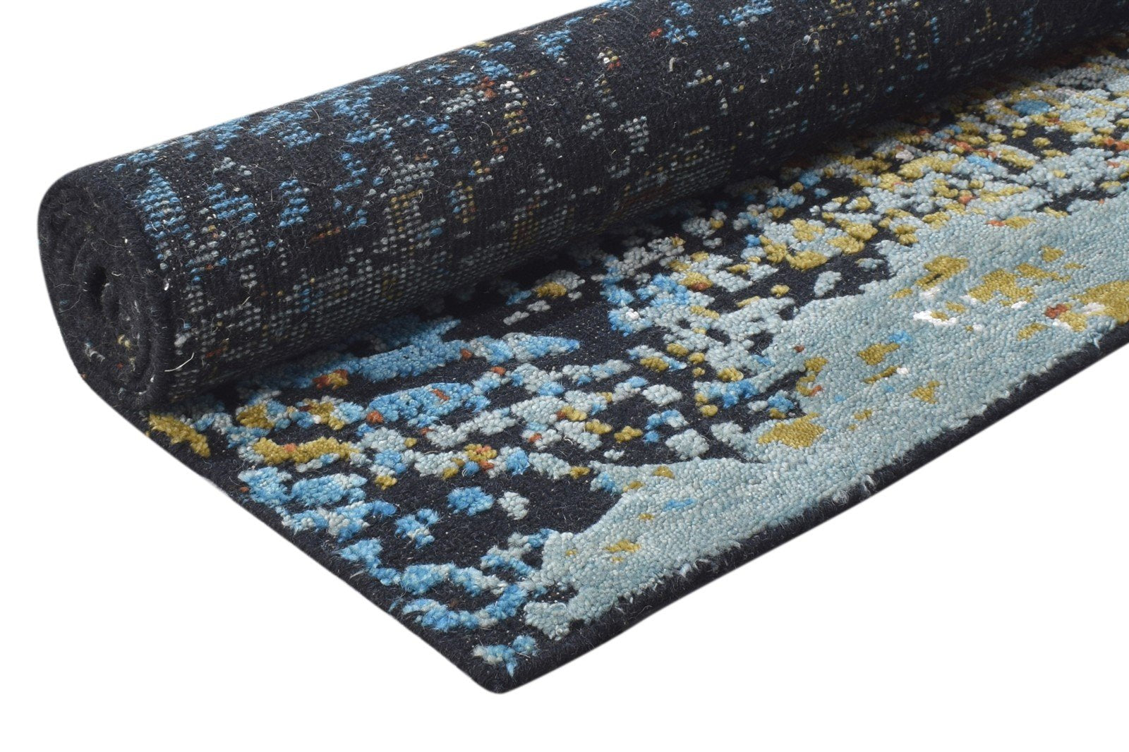 5X8 Rug Wool / Silk Black Modern Hand Knotted Indian Abstract Room Size Carpet   7864419418261