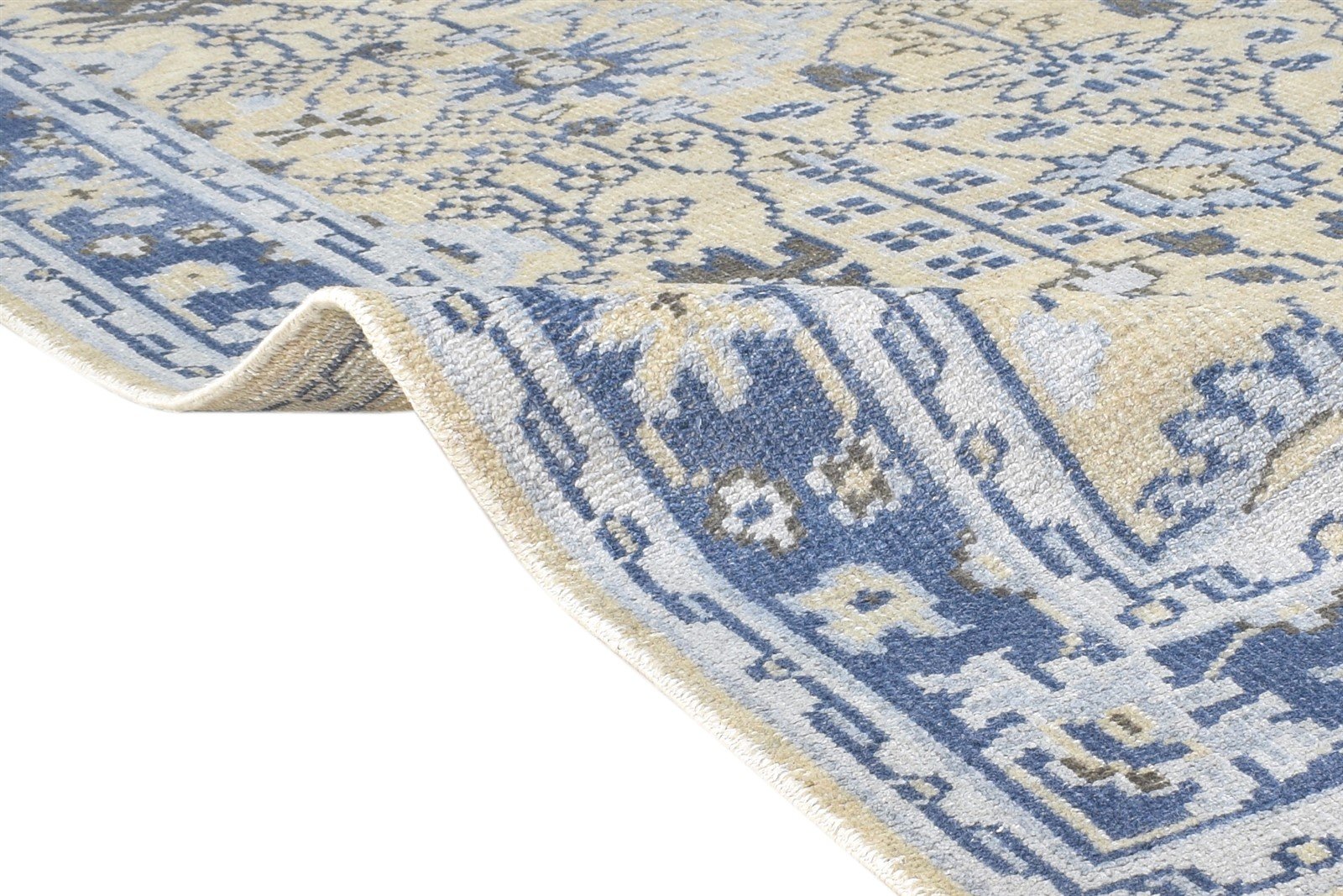 5X8 Rug Wool / Silk Blue Persian Hand Knotted Sarouk-Indian Oriental Room Size   7864797757589