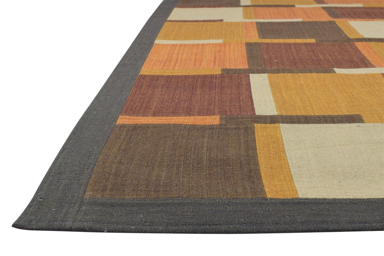 5X8 Rug Wool / Silk Brown Modern Jacquard Loom Scandinavian Geometric Room Size   7864177787029