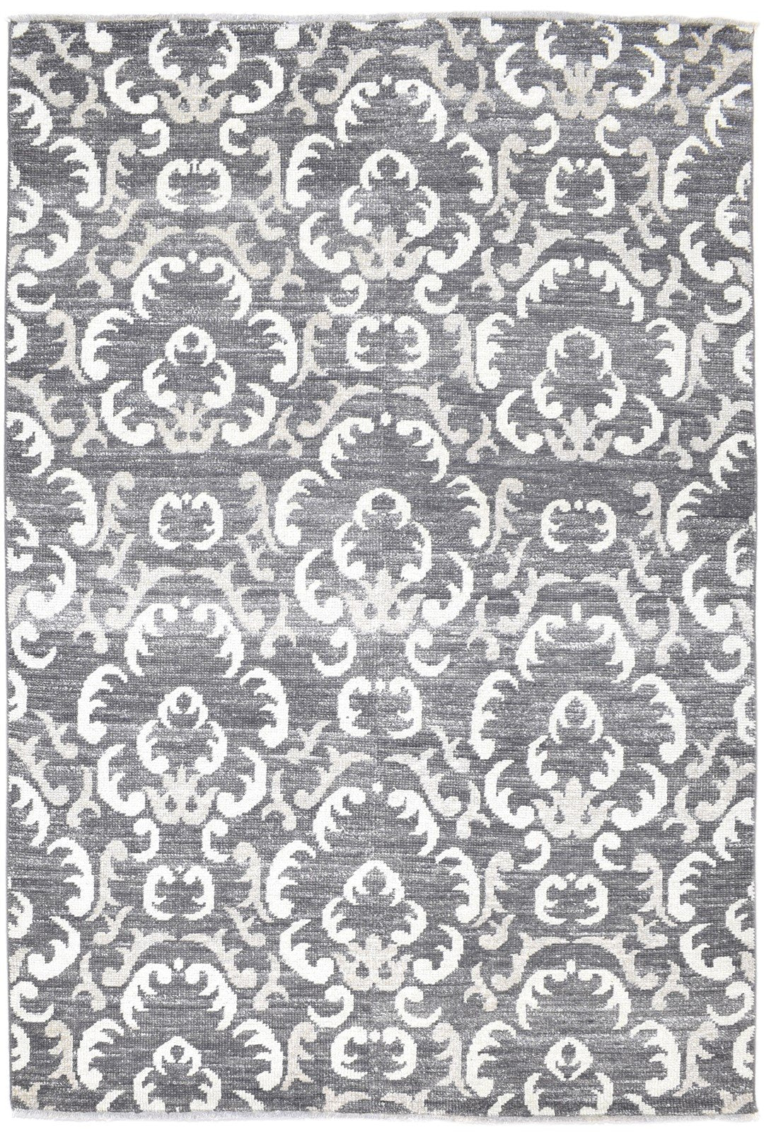 5X8 Rug Wool Silk Charcoal Modern Hand Knotted Indian Floral Room Size Carpet   7860676952213