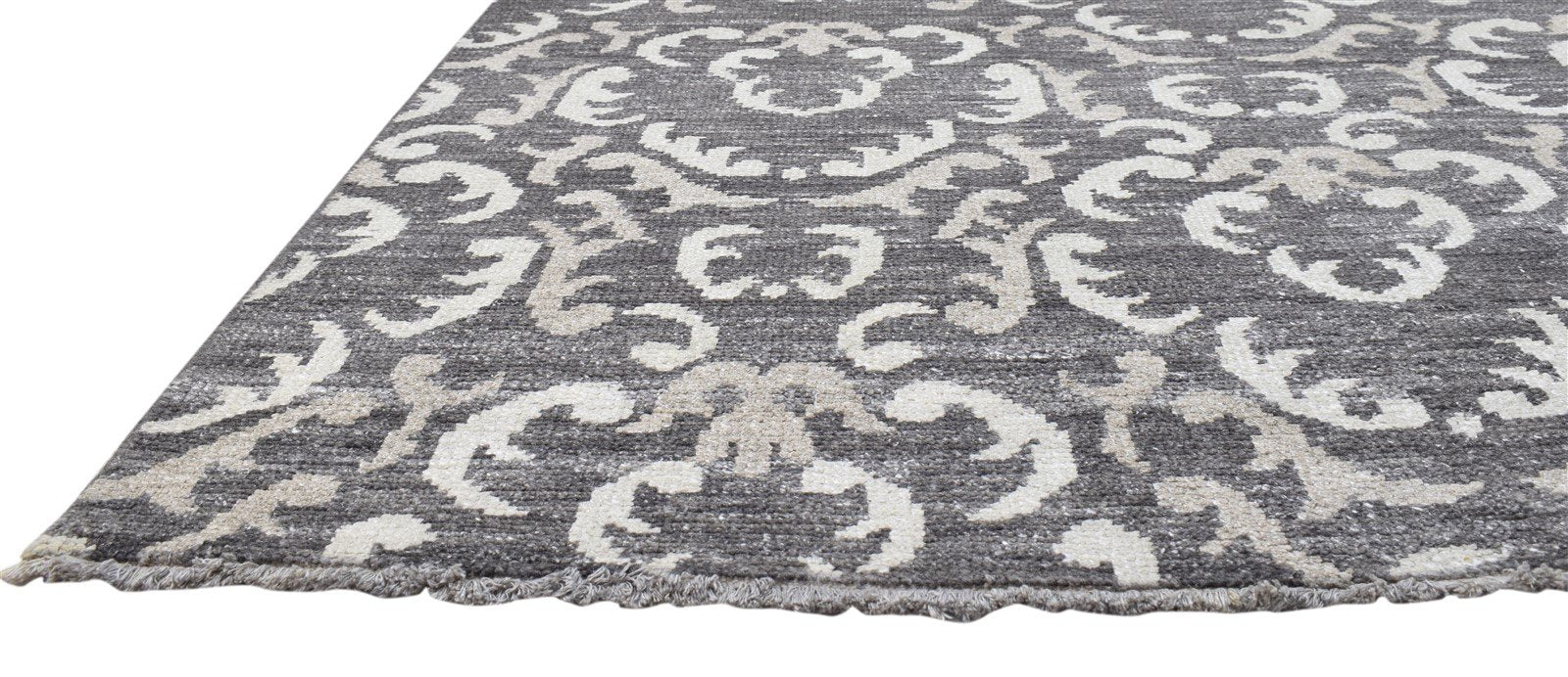 5X8 Rug Wool Silk Charcoal Modern Hand Knotted Indian Floral Room Size Carpet   7860676952213