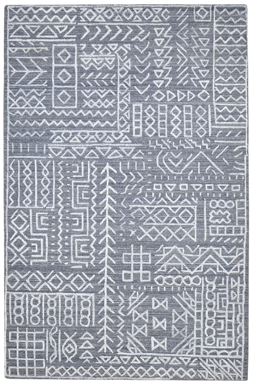 5X8 Rug Wool / Silk Dark Grey Modern Hand Woven Moroccan Tribal Room Size   7864798347413