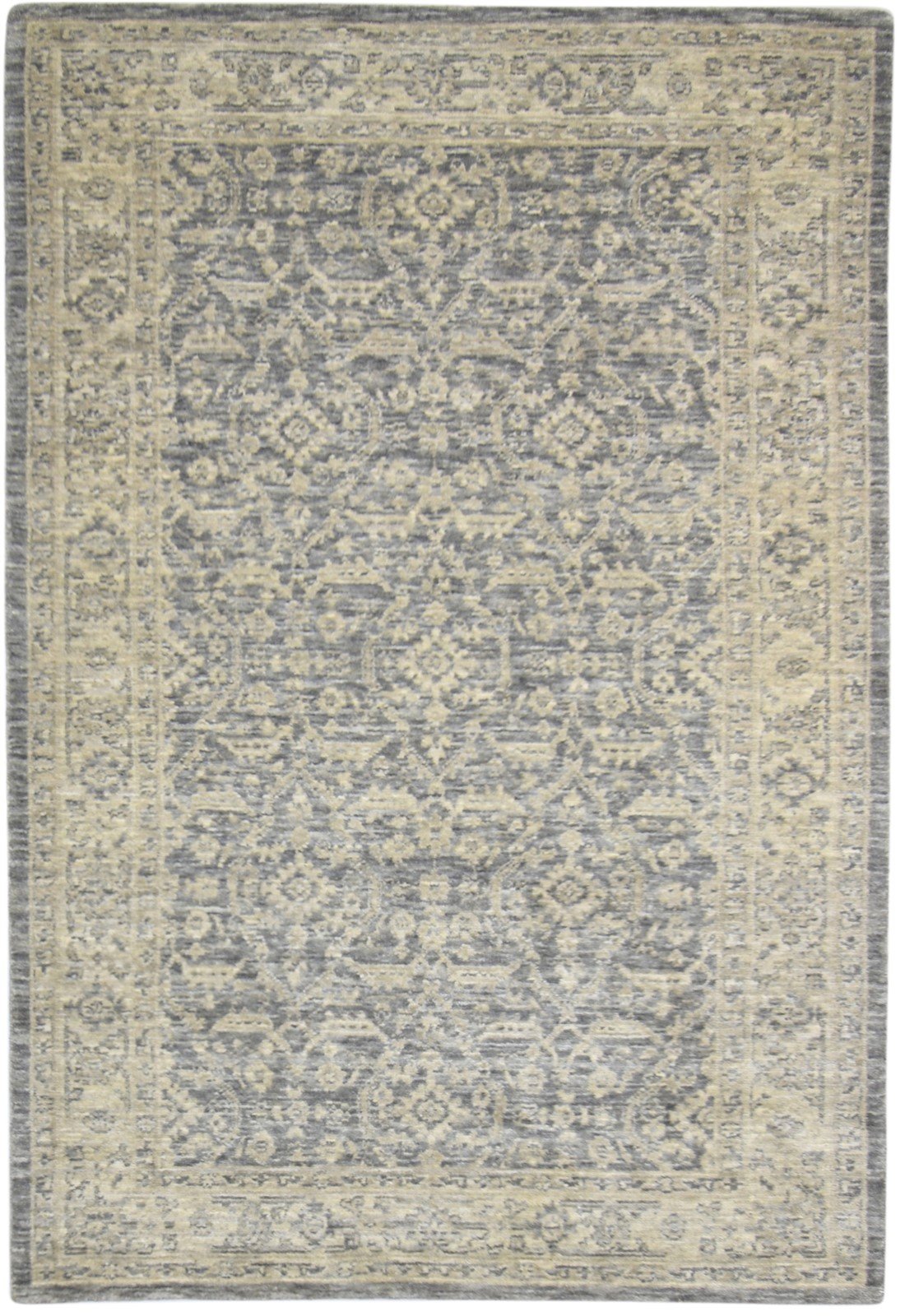 5X8 Rug Wool Silk Dark Grey Modern Jacquard Loom Oushak Oriental Room Size   7864145150101