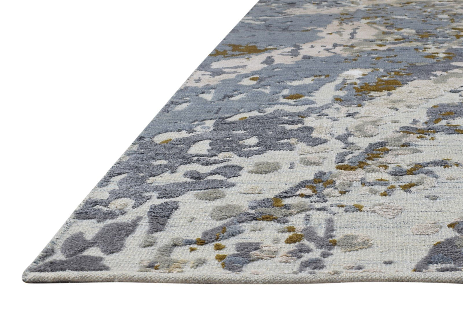 5X8 Rug Wool / Silk Grey Modern Hand Knotted Indian Abstract Room Size Carpet   7864420663445