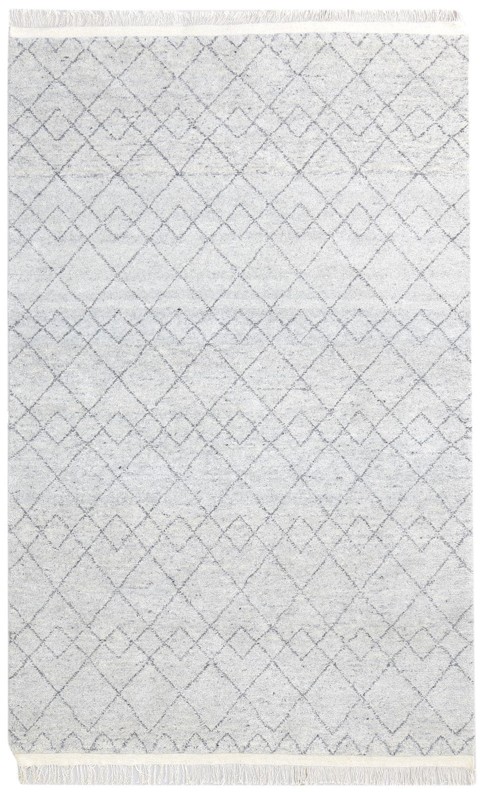 5X8 Rug Wool / Silk Grey Modern Hand Knotted Moroccan Diamond Room Size Carpet   7865011896469