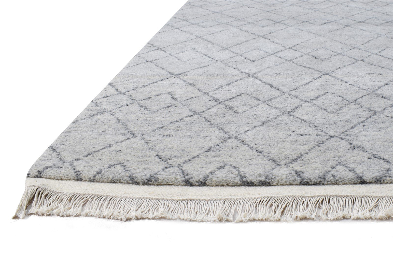 5X8 Rug Wool / Silk Grey Modern Hand Knotted Moroccan Diamond Room Size Carpet   7865011896469