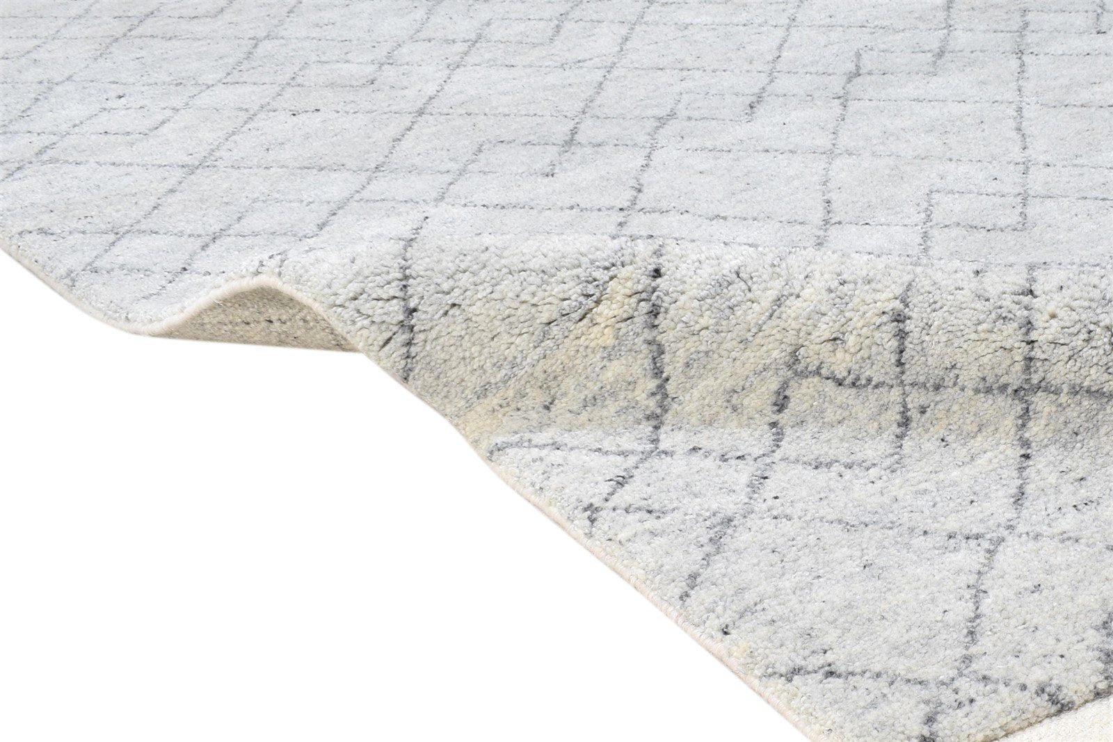 5X8 Rug Wool / Silk Grey Modern Hand Knotted Moroccan Diamond Room Size Carpet   7865011896469