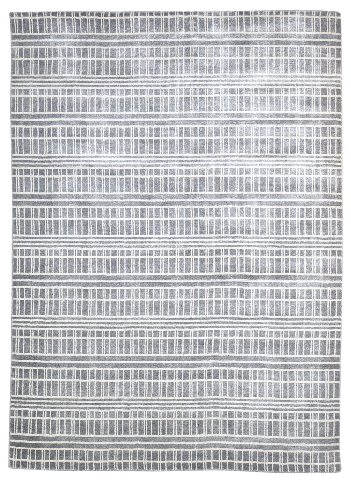 6' X 8' Rug Silk Dark Grey Modern Handloom Scandinavian Plaids Room Size Carpet   7864772886677