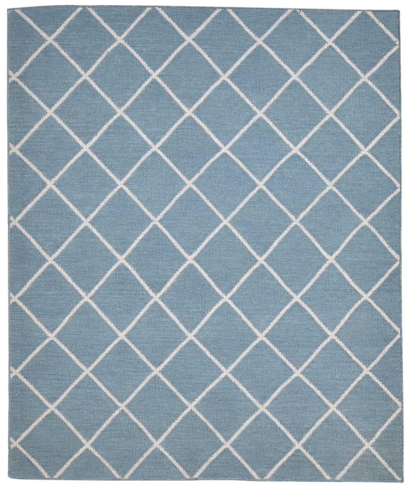 6' X 8' Rug Wool Blue Modern Dhurrie Moroccan Diamond Large Carpet   7864816271509