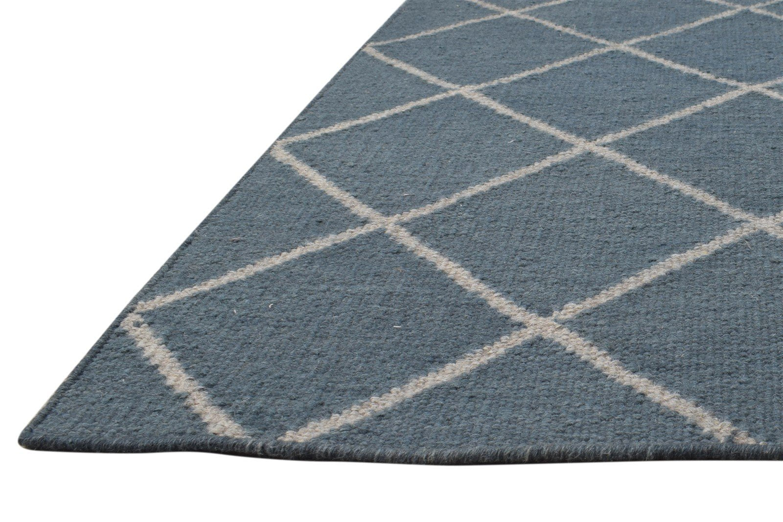 6' X 8' Rug Wool Blue Modern Dhurrie Moroccan Diamond Large Carpet   7864816271509