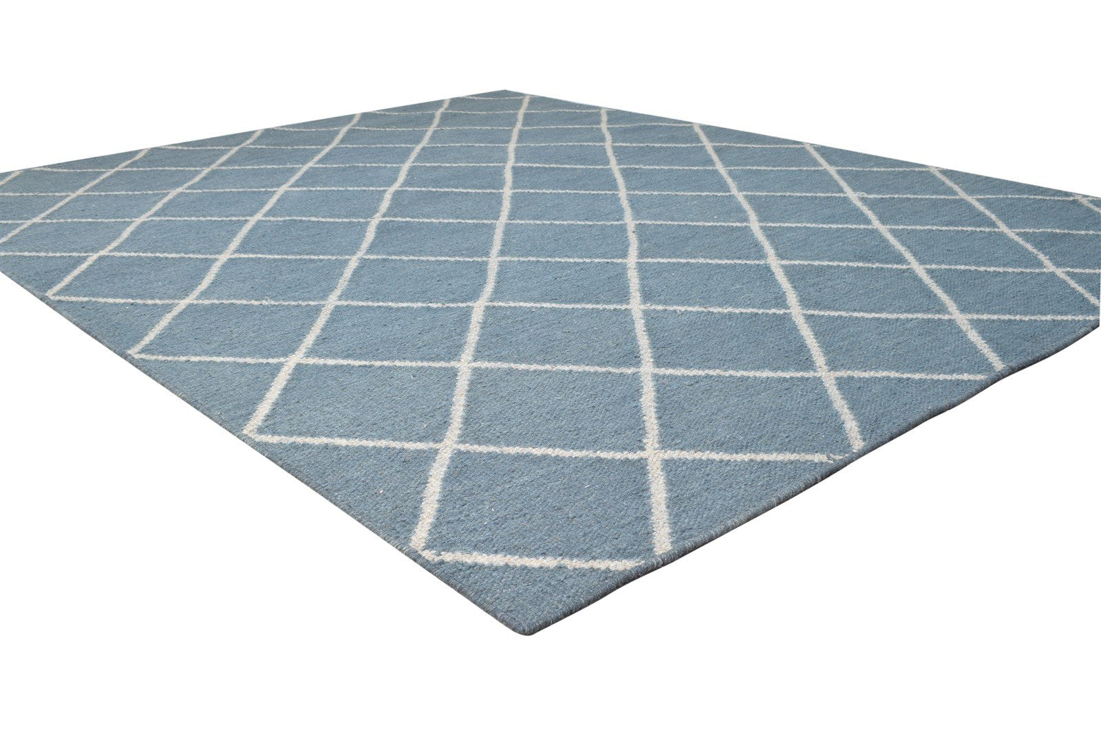 6' X 8' Rug Wool Blue Modern Dhurrie Moroccan Diamond Large Carpet   7864816271509