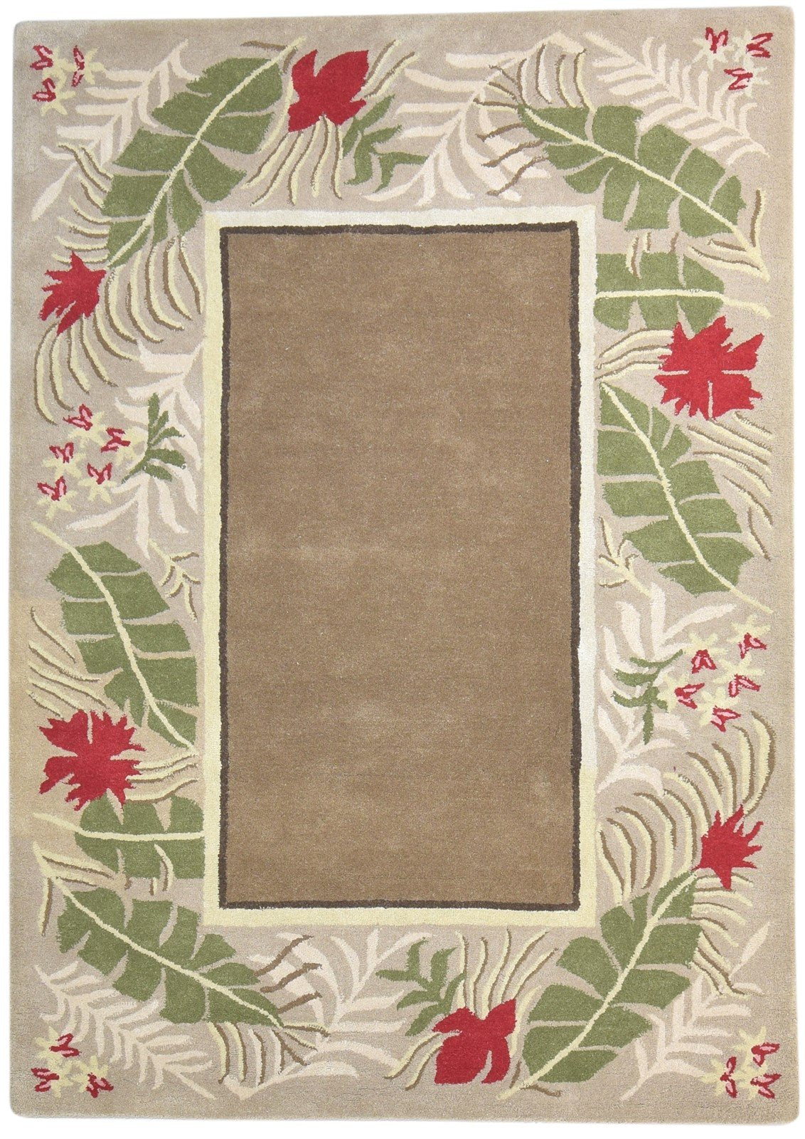 6' X 8' Rug Wool Brown Modern Hand Tufted French Floral Room Size Carpet   7864995905685