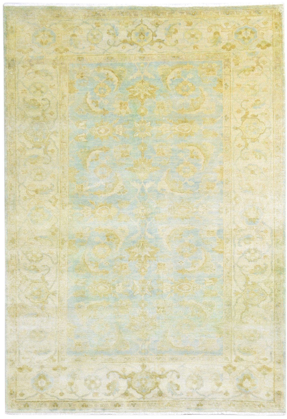 6' X 8' Rug Wool Green Persian Hand Knotted Oushak Oriental Room Size Carpet   7864999248021