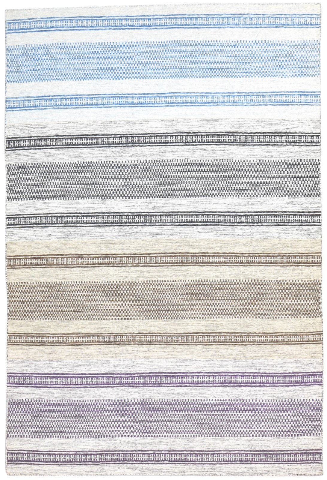 6' X 8' Rug Wool Off-White Modern Dhurrie Scandinavian Striped Room Size Carpet   7865049514133