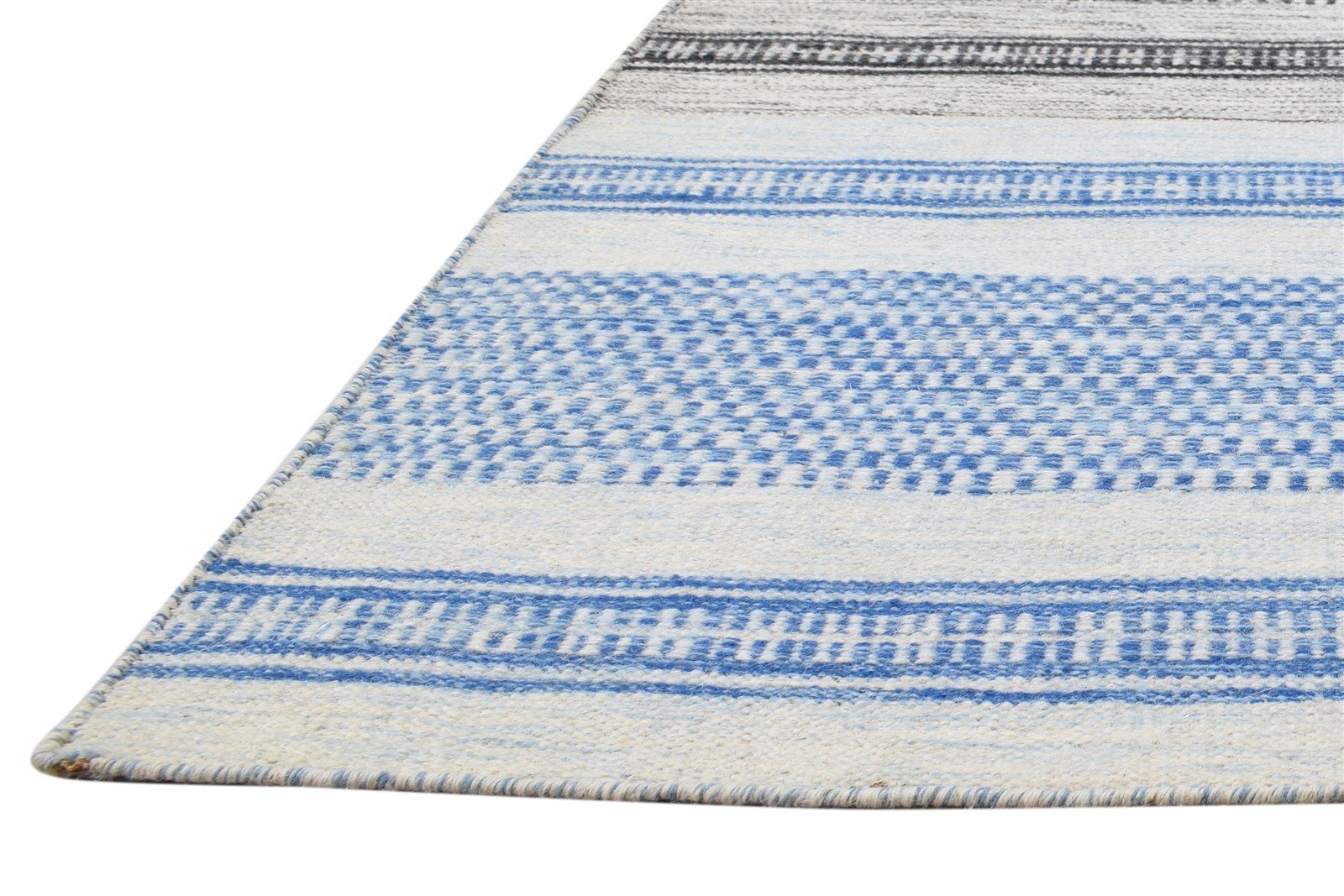 6' X 8' Rug Wool Off-White Modern Dhurrie Scandinavian Striped Room Size Carpet   7865049514133