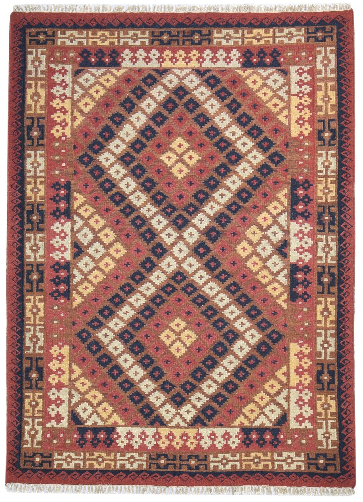 6' X 8' Rug Wool Rust Southwestern Dhurrie American Tribal Room Size Carpet   7865048891541