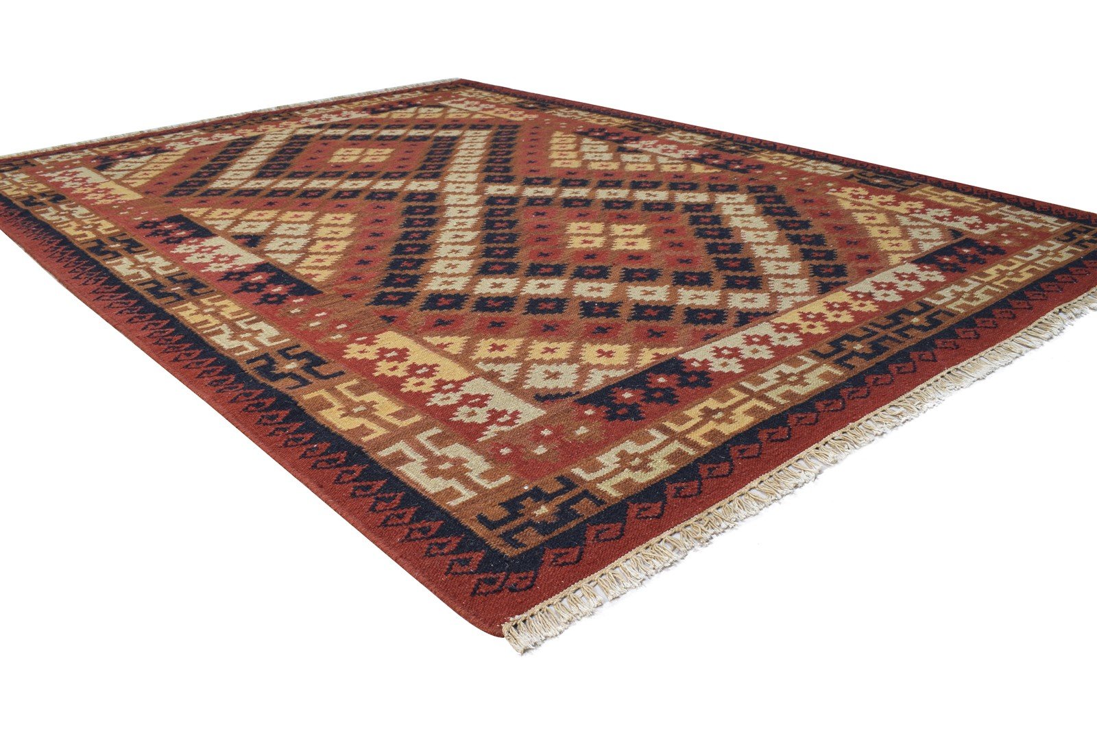 6' X 8' Rug Wool Rust Southwestern Dhurrie American Tribal Room Size Carpet   7865048891541