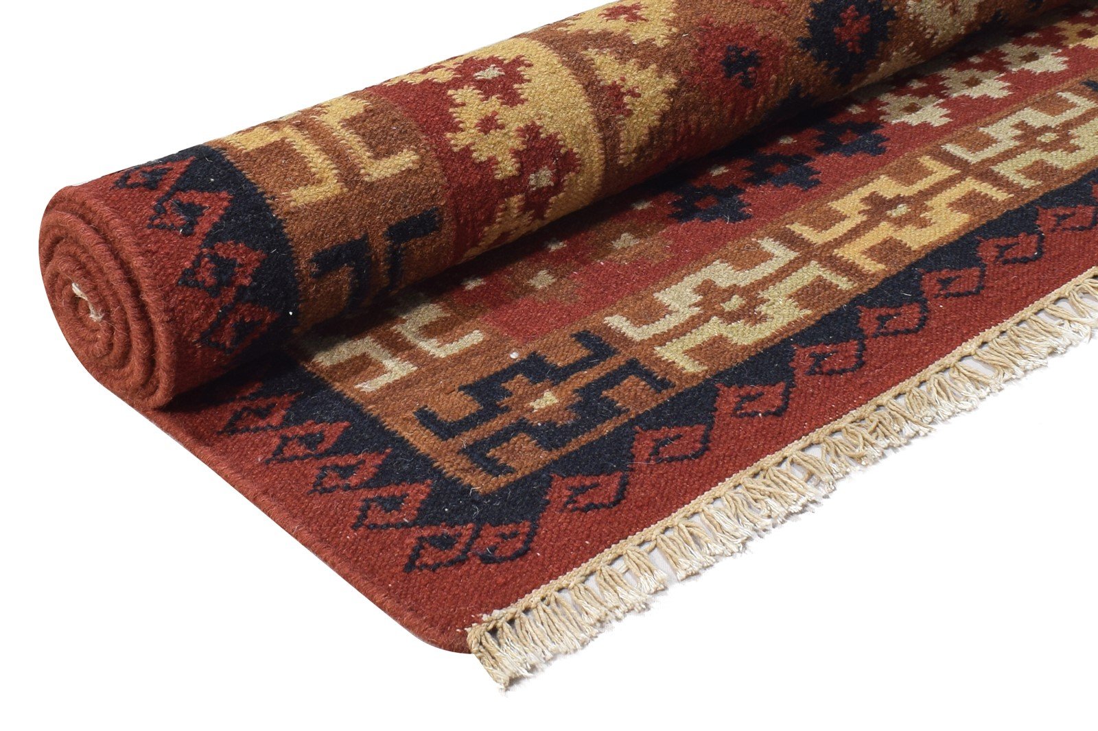 6' X 8' Rug Wool Rust Southwestern Dhurrie American Tribal Room Size Carpet   7865048891541