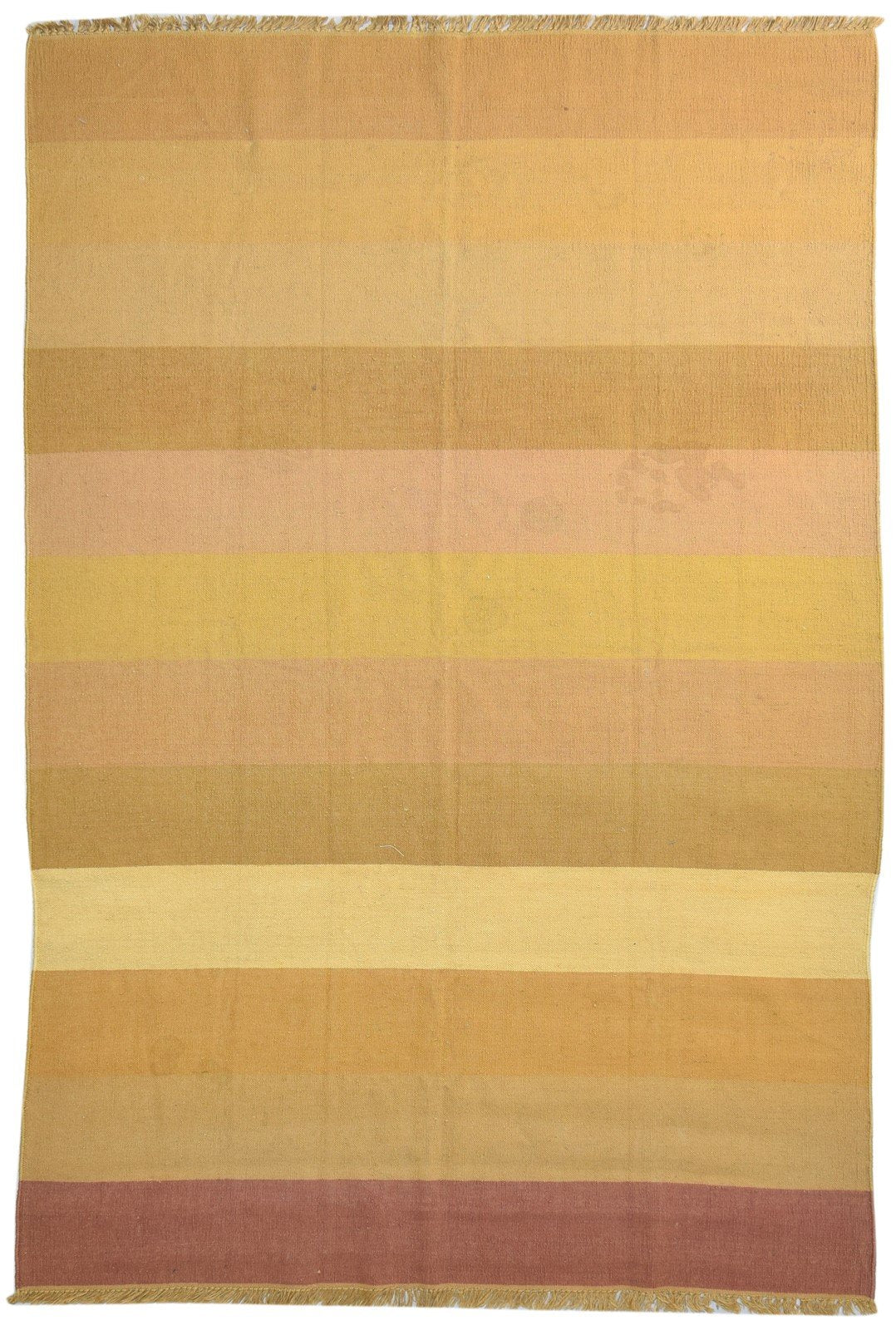 6' X 9' Rug Jute Brown Modern Dhurrie Scandinavian Striped Large Carpet   7865077334165