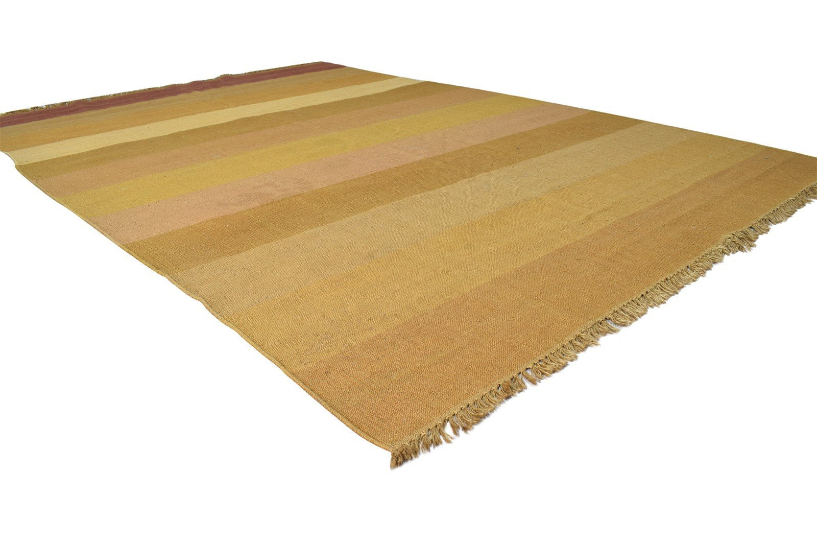 6' X 9' Rug Jute Brown Modern Dhurrie Scandinavian Striped Large Carpet   7865077334165