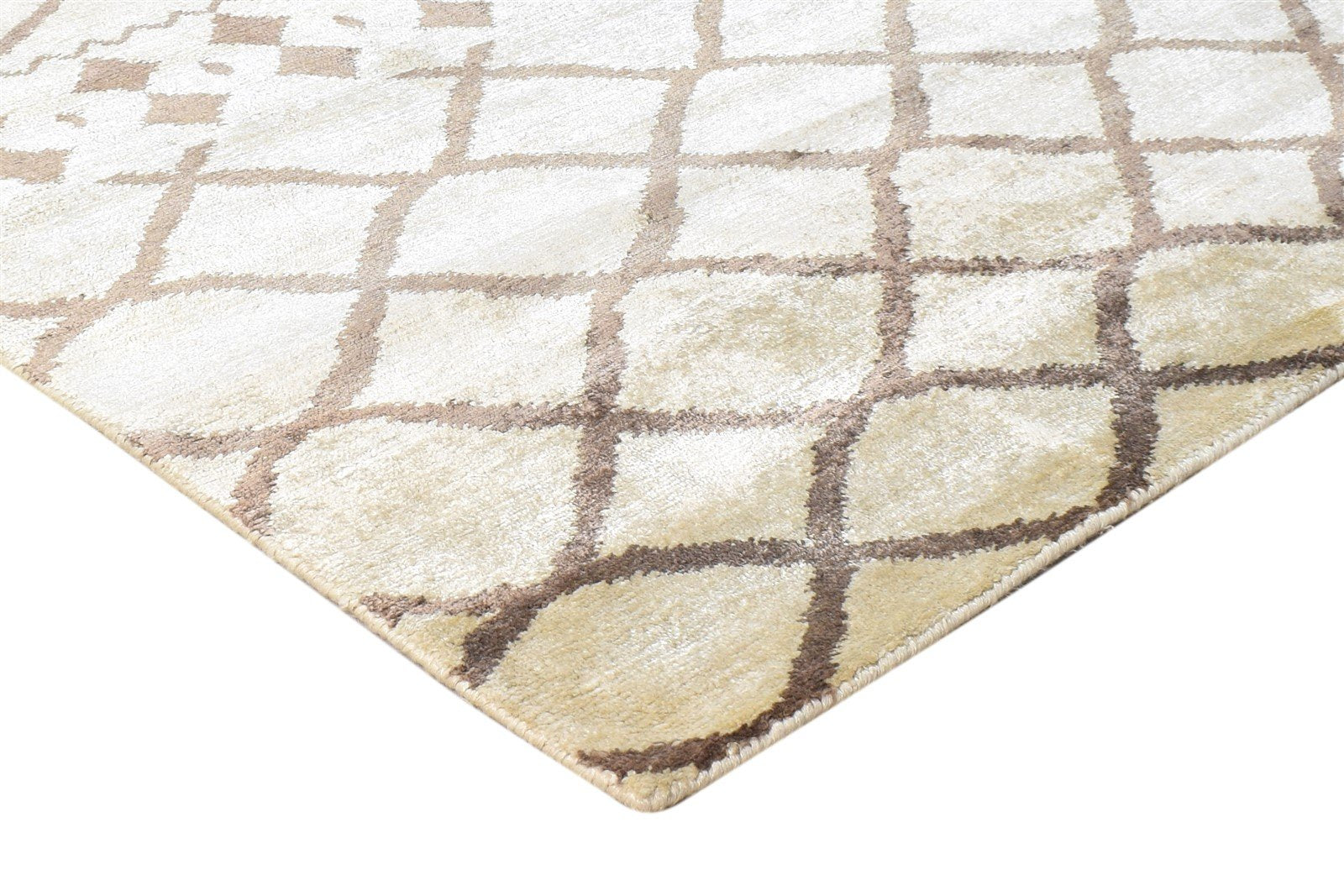 6' X 9' Rug Silk Cream Modern Hand Knotted Moroccan Geometric Room Size Carpet   7865070878869