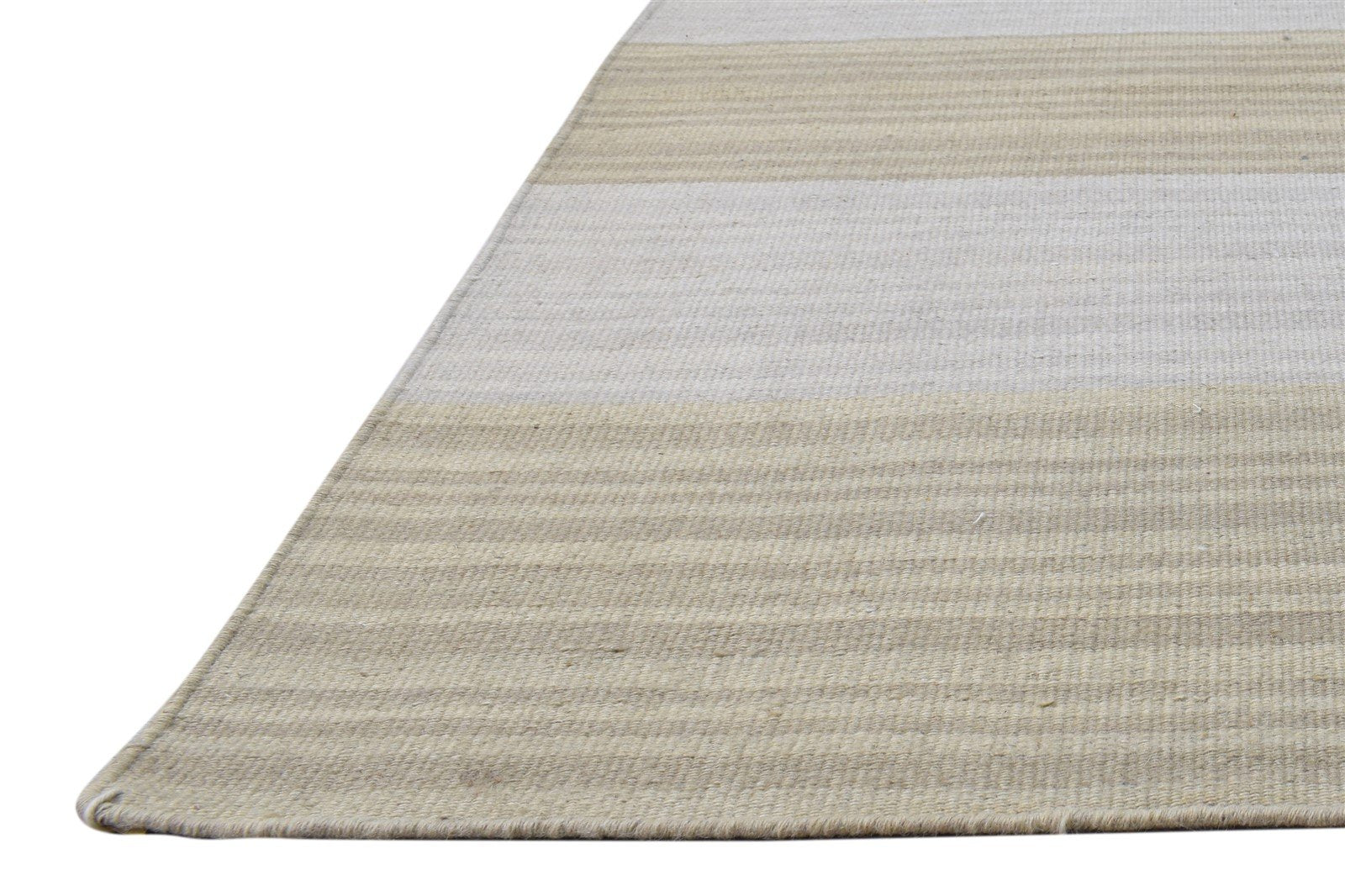 6' X 9' Rug Wool Beige Modern Dhurrie Scandinavian Striped Room Size Carpet   7865164562581